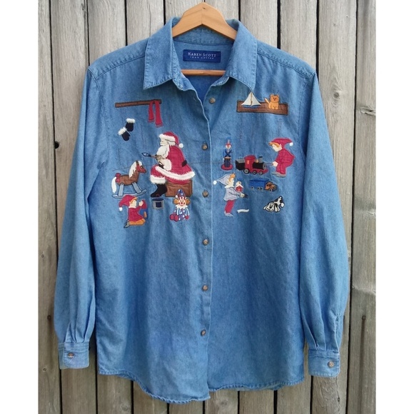 denim christmas shirt
